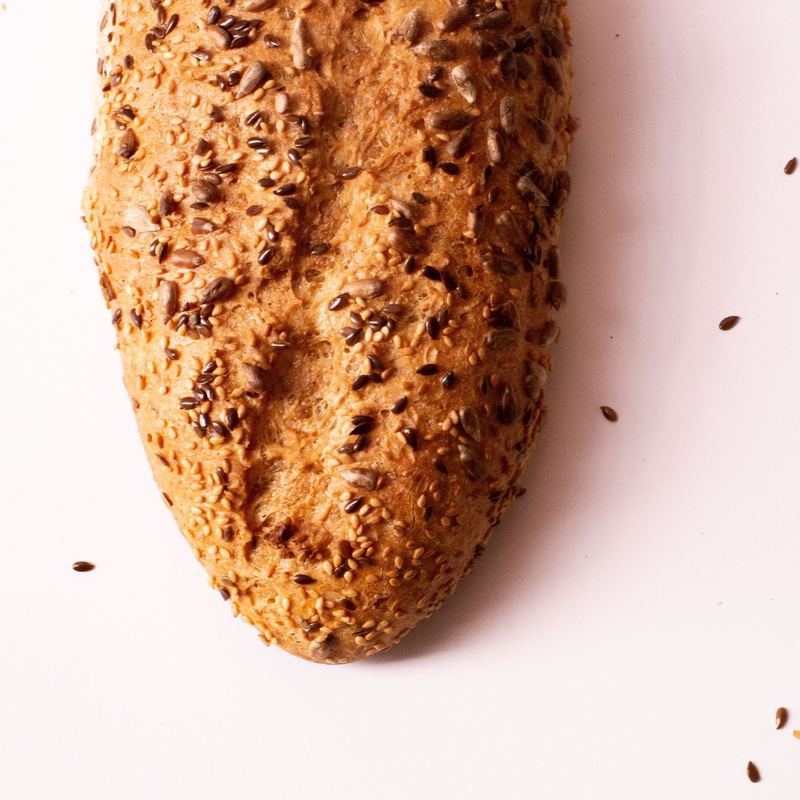 A grain-studded Germagrain batard loaf